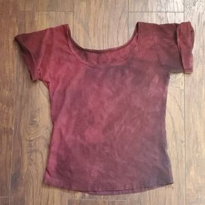 Burgundy handmade and hand dyed tie dye t-shirt